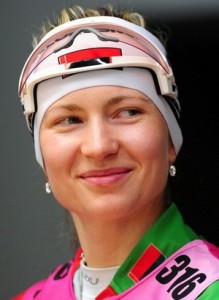 Darya Domracheva of Belarus during a training session of the Biathlon World Championships on March 2, 2012 in Ruhpolding, southern Germany. AFP PHOTO / JOHANNES EISELE (Photo credit should read JOHANNES EISELE/AFP/Getty Images)